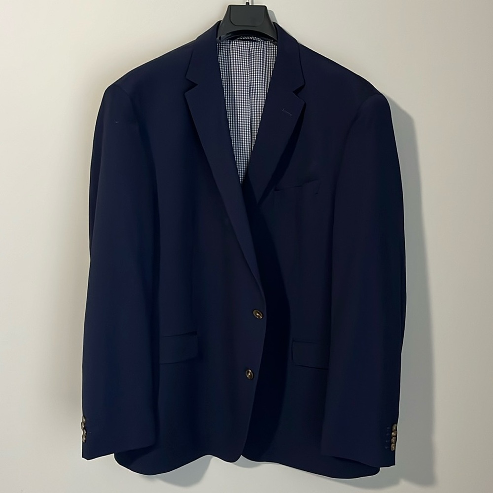 John Bartlett sport coat.  Navy blue. Size 52L.  Like new